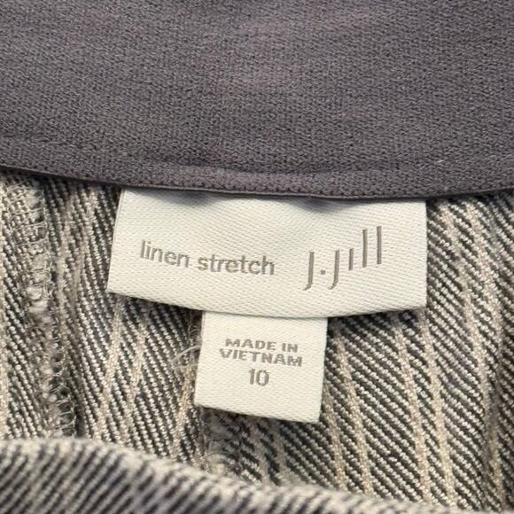 J.Jill Coastal Graphite Gray Mid-Rise Linen Blend Stretch Pinstripe Pants Sz‎ 10 - Picture 5 of 11